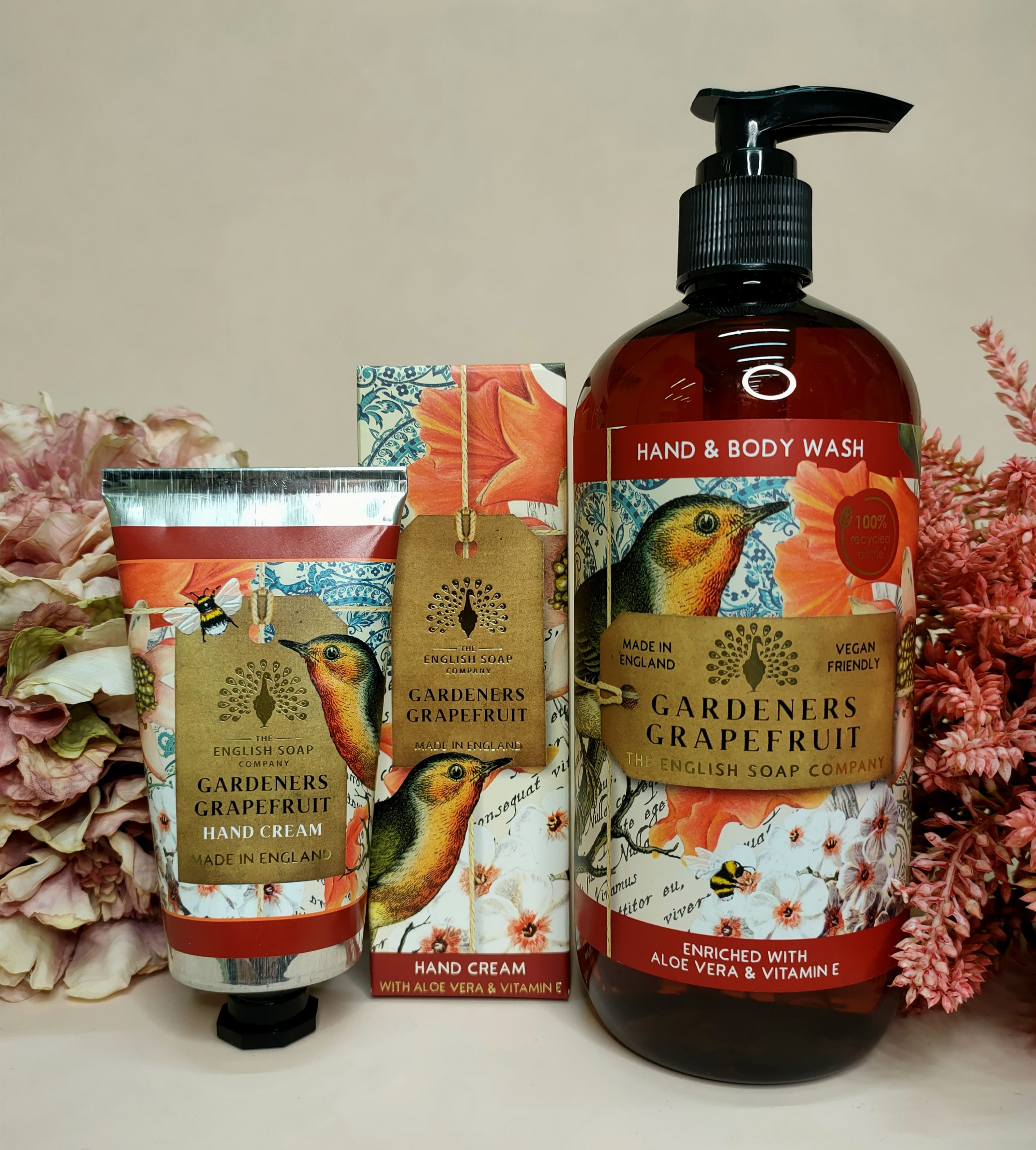 Sapone e crema mani al Pompelmo. Made in England con Aloe Vera e vitamina E.
