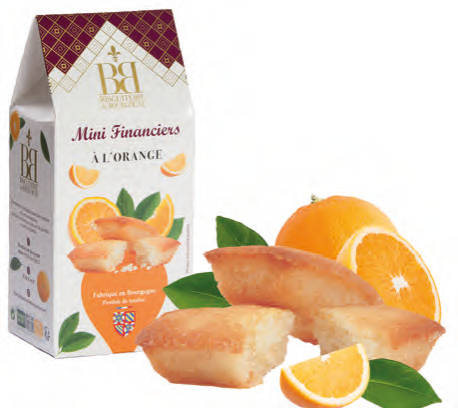 Come le madeleine dolci francesi tipici, Mini Financiers all'Arancia Biscuiterie de Bourgogne 150g