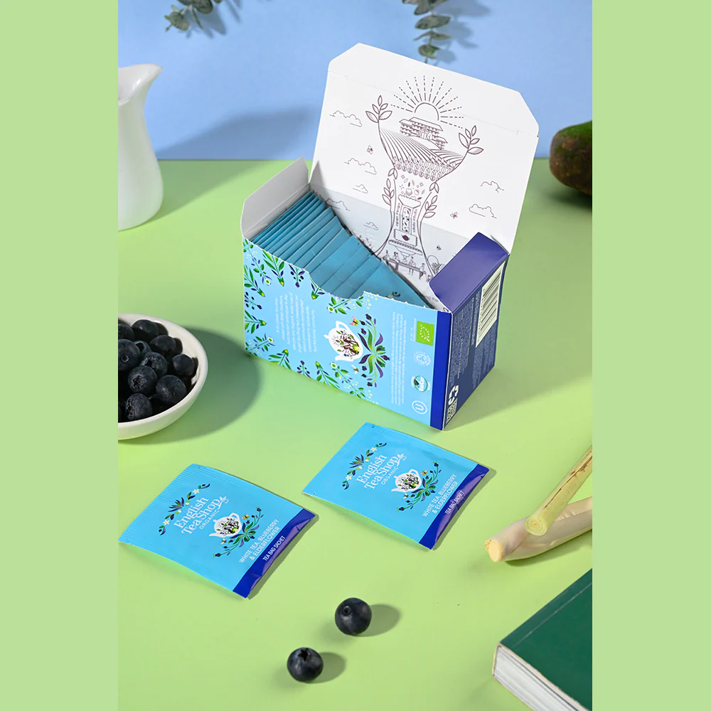 Dettagli confezione Tè Bianco Mirtillo e Sambuco English Tea Shop